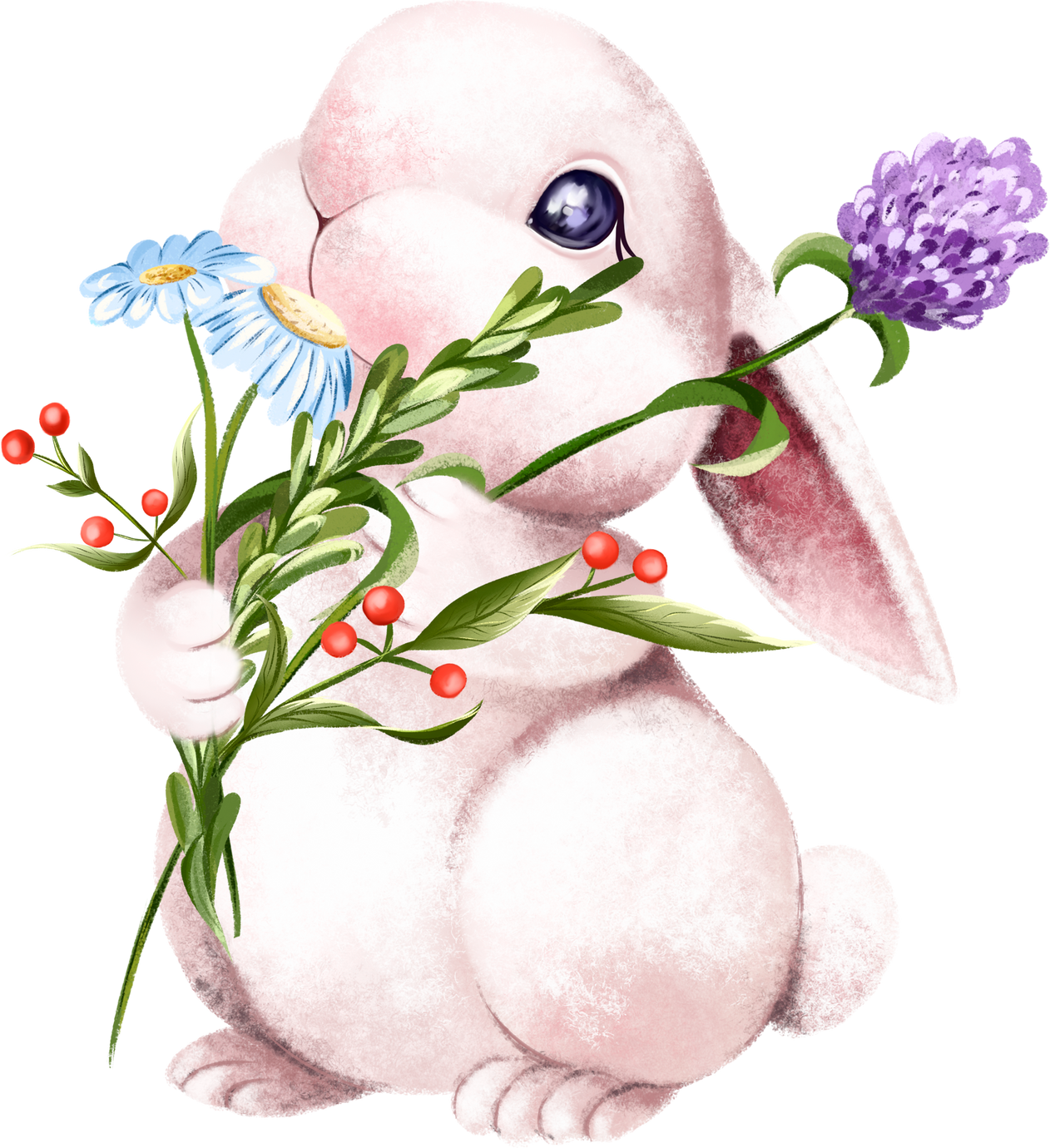 Watercolor cute baby rabbit. Nursery bunnies animals